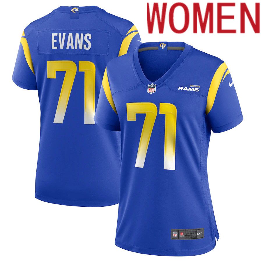 Cheap Women Los Angeles Rams 71 Bobby Evans Nike Royal Game NFL Jersey